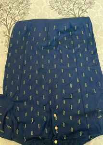 Navy Blue Patterned Knit Top