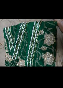 Emerald Green Embroidered Saree