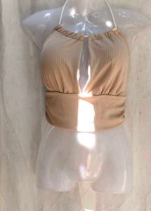 Ribbed Halter Neck Crop Top