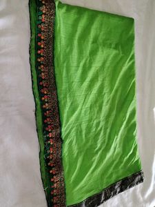 Vibrant Green Embroidered Saree
