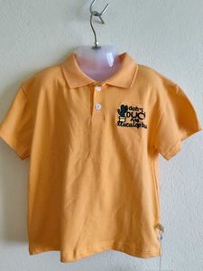 Cute Orange Polo Shirt with Cactus Graphic