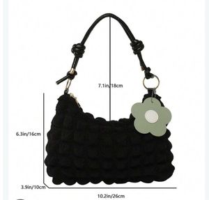 Cute Pink Puffed Handbag with Flower Charm