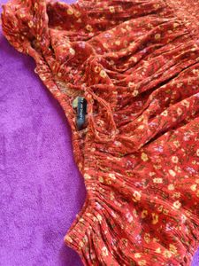 Red Off Shoulder Summer Print Top