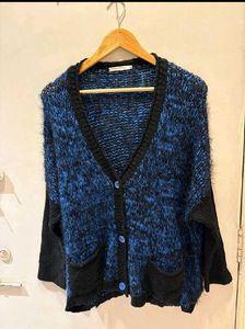 Blue & Black Knit imported Cardigan