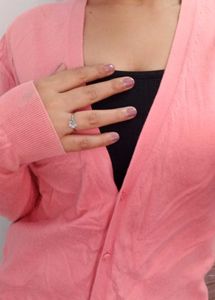 Cozy Pink Cardigan with paded black tube🥰 top