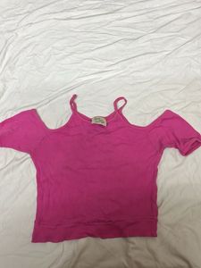 Pink Cold Shoulder Tee