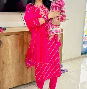 Pink Striped Kurta Set