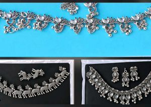 3 Oxidized Silver Necklace Set with Earrings