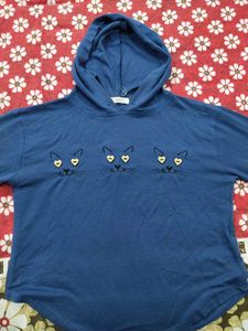 Navy Blue Hoodie Top