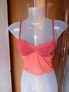 Sheer Lace Trim Cami Top