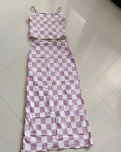 Checkerboard Crop Top &amp; Skirt Set