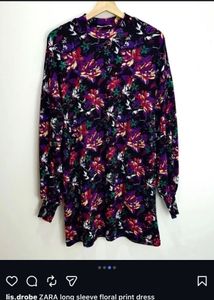 ZARA Floral Print Long Sleeve Dress