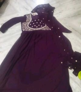 Elegant Purple Embroidered Anarkali