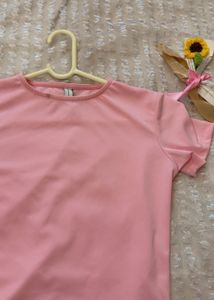 Newme Soft Pink Basic Crew Neck Tee
