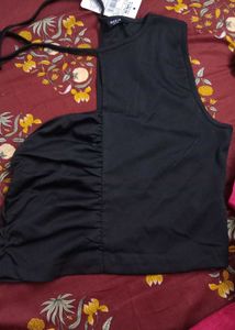 S size Shein Black Ruched Halter Top