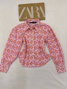 Zara Geometric Print Button-Up Shirt