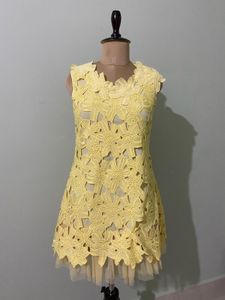 Yellow Lace Overlay Dress