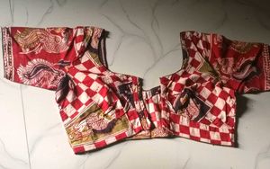 GentlyUsed Unique Red&amp;White Printed Blouse-36"Bust