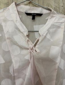 Sheer Geometric Print Peplum Top