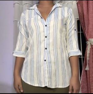 Striped Collared Button-Up Shirt