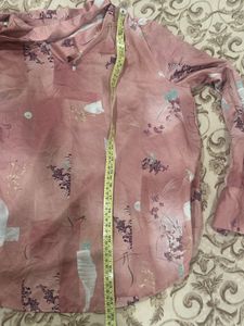 Pink Floral Print Long Sleeve Blouse