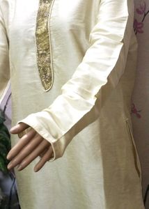 Shirwani cream Eid Offer Rhinestone free mala kard