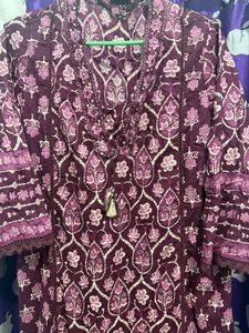 Maroon Floral Print Kurta set