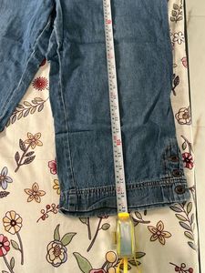 Denim Blue Capri Pants with Button Detail