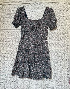 Floral Print Square Neck Mini Dress