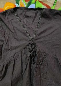 Brown Embroidered Peplum crop Top