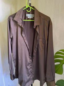 Satin Finish Button-Up Shirt