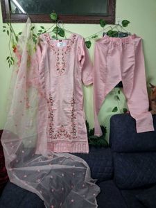 Embroidered Pink Kurta Set with Dupatta