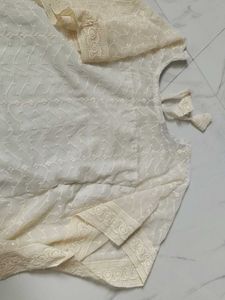 Elegant Cream Embroidered kaftaan