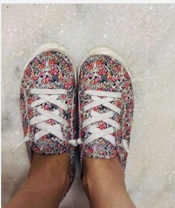 Skechers Floral Print Canvas Lace-Up Shoes
