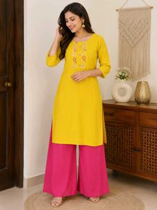 Yellow Kurta with Pink Palazzo Set