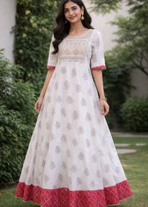 Women Printed and Embroidery Rayon Anarkali Kurta