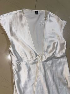 White Satin Tie-Front Mini Dress (zara inspired)