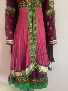 Elegant Pink &amp; Purple Anarkali Suit