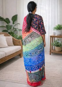 Vibrant Bandhani Saree with sequins