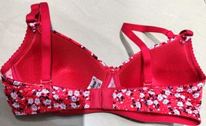 Red Floral Printed padded Bra | Size 32 | Adjustab