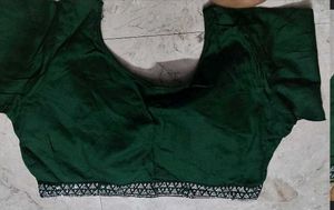 Elegant Green Blouse with Silver Border