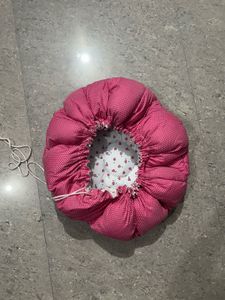 Baby Round Play Mat Cum Storage Bag - Pink &amp; White