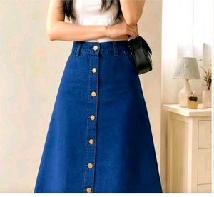 combo🔥Pink Ruffle Collar Top &amp; Denim Skirt Set