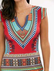 Vibrant Dashiki Print Mini Dress