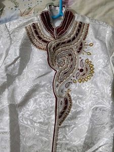 boys traditional  white &amp; maroon indo - western sh