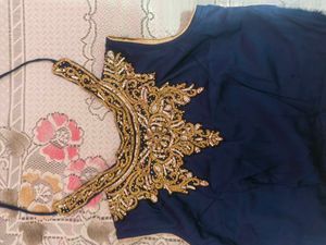 blue lehanga old style heavy stone work in blouse