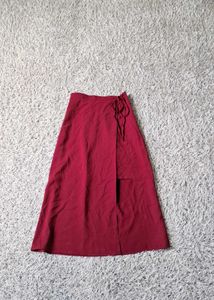Maroon Wrap Skirt with Slit