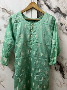 Elegant Mint Green Embroidered Kurta and pant
