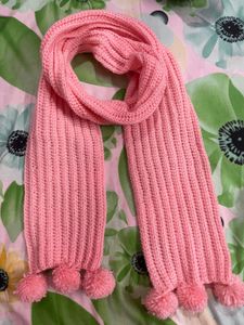 Chunky crochet Scarf with Pom Poms