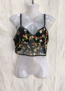 I. Sheer Floral Embroidered Bralette